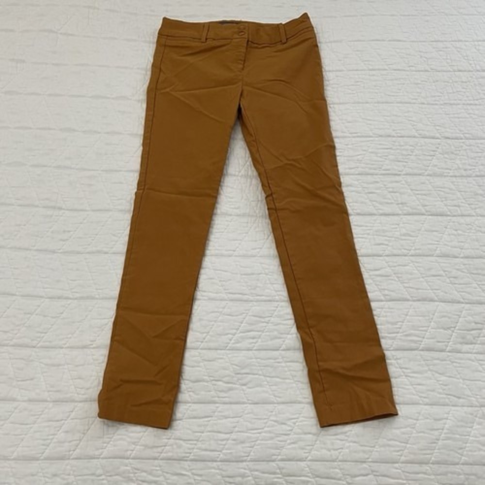 Women's HAVE Brown Dress Pants M Slim Fit Skinny Stretch Twill Button Accent